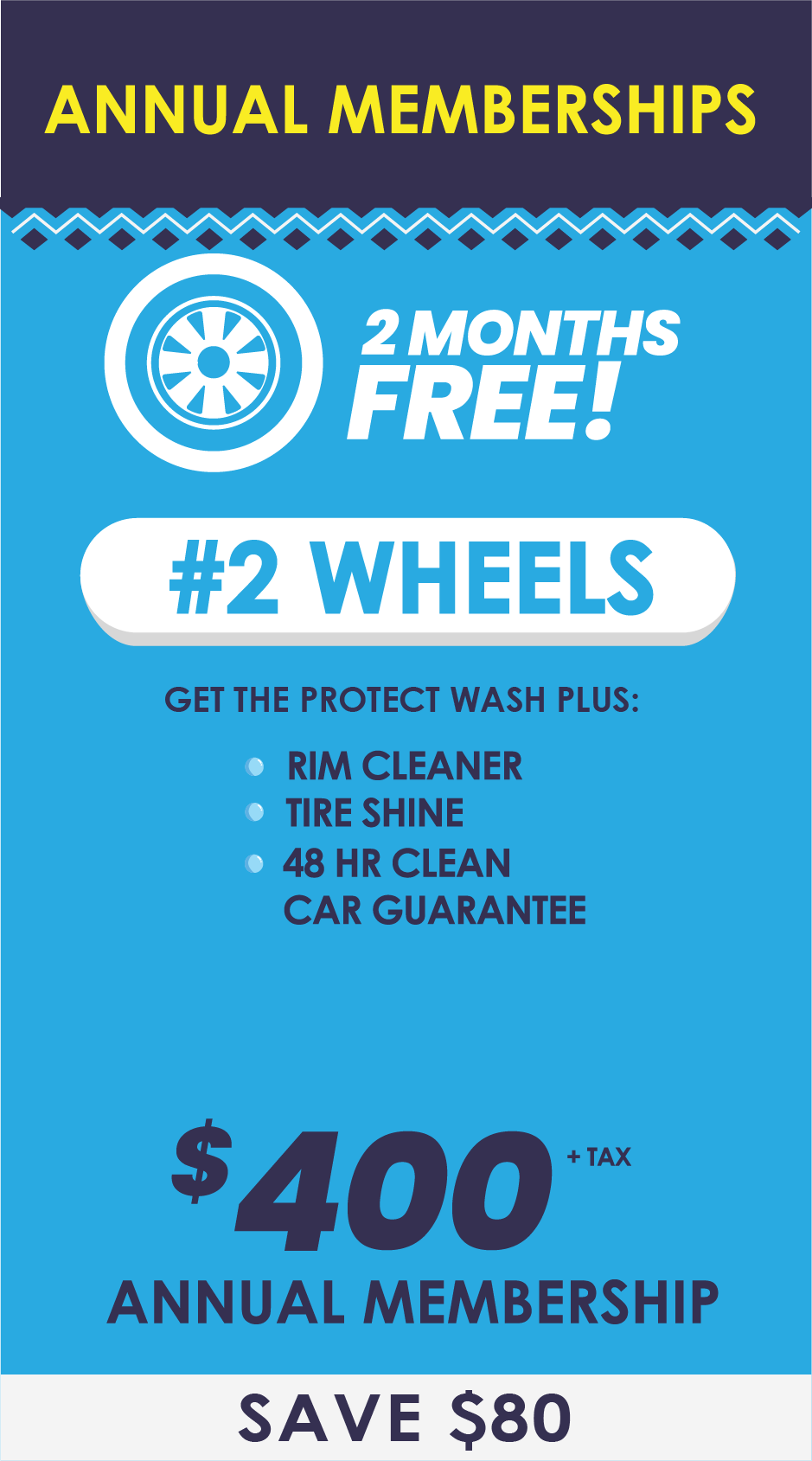 $20, Includes: Hand Prep, Hand-Dry Finish, Bug-Free Guarantee, Free Vacuums, Hand-Dry Door Jambs, Under-body Spray, Rain Repellent, Hot Wax, Rim Cleaner, Tire Shine, Total Body Protectant, Mud Blasters, 48-Hour Clean-Car Guarantee